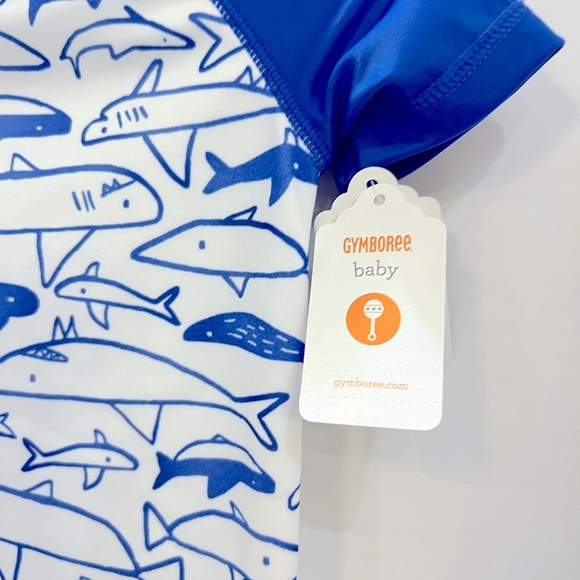 Gymboree Blue and White Rashguard Swim Top - Picture 5 of 7